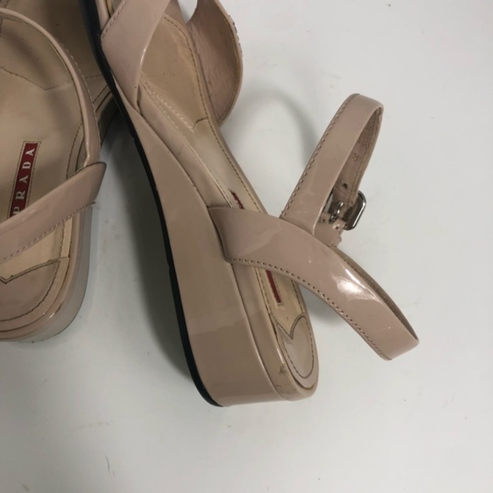 Prada | Patent Leather Open Toe Wedge Sandals~36 - Picture 6 of 8
